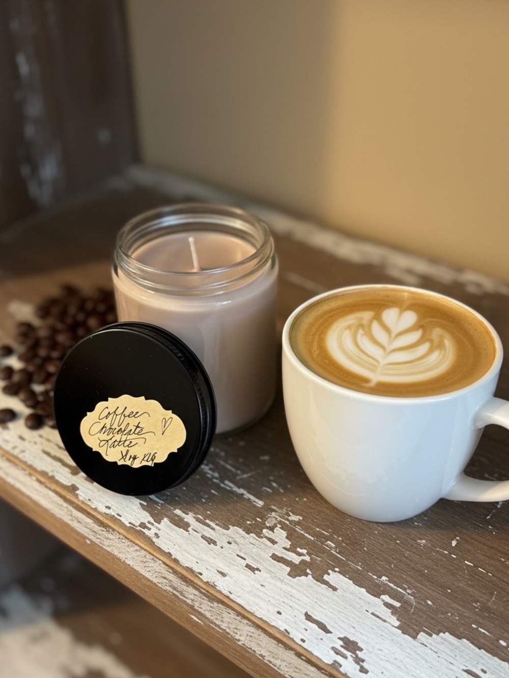 Handmade handpoured 8 oz Soy Coffee Chocolate Scented Jar Candle - Cream
NWT